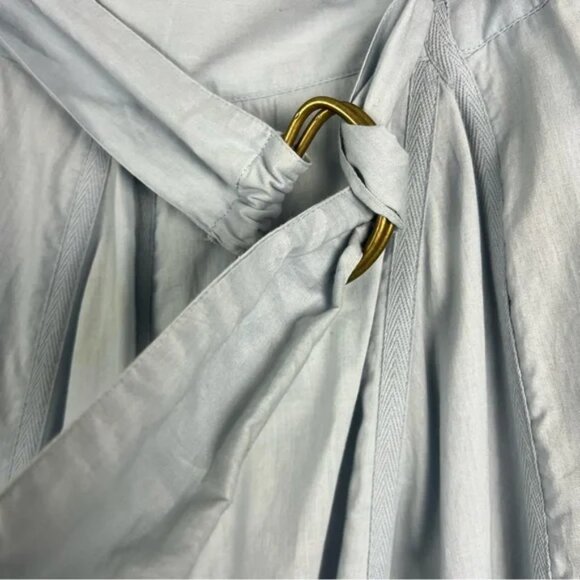 For The Republic Cotton Belted Midi Skirt Size 8 Light Blue Pleated A-Line - Picture 3 of 8